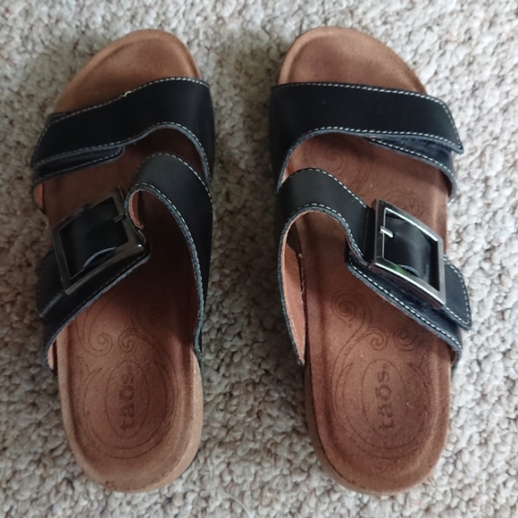 Taos My Dear Black Slide Sandals with Buckle size 6.5